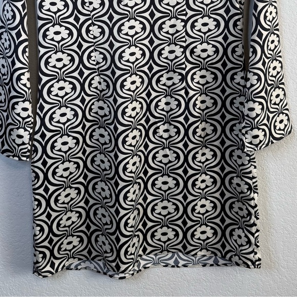Mango Black Floral Printed Long Sleeve Funky Psychedelic Print Mini Dress Size 4 - Picture 9 of 13